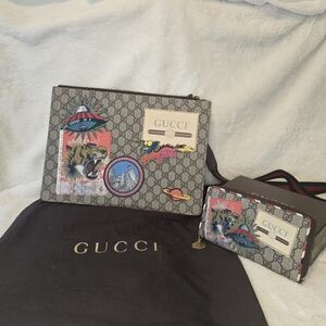 Gucci GG Supreme Courrier Blind For Love Messenger Crossbody Bag And Wallet Set